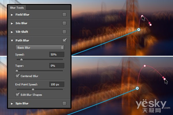 體驗Photoshop CC 2014新增路徑模糊濾鏡_天極yesky軟件頻道