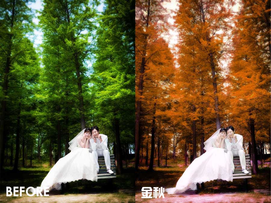 Photoshop調出婚紗外景春夏秋冬四季結果,破洛洛